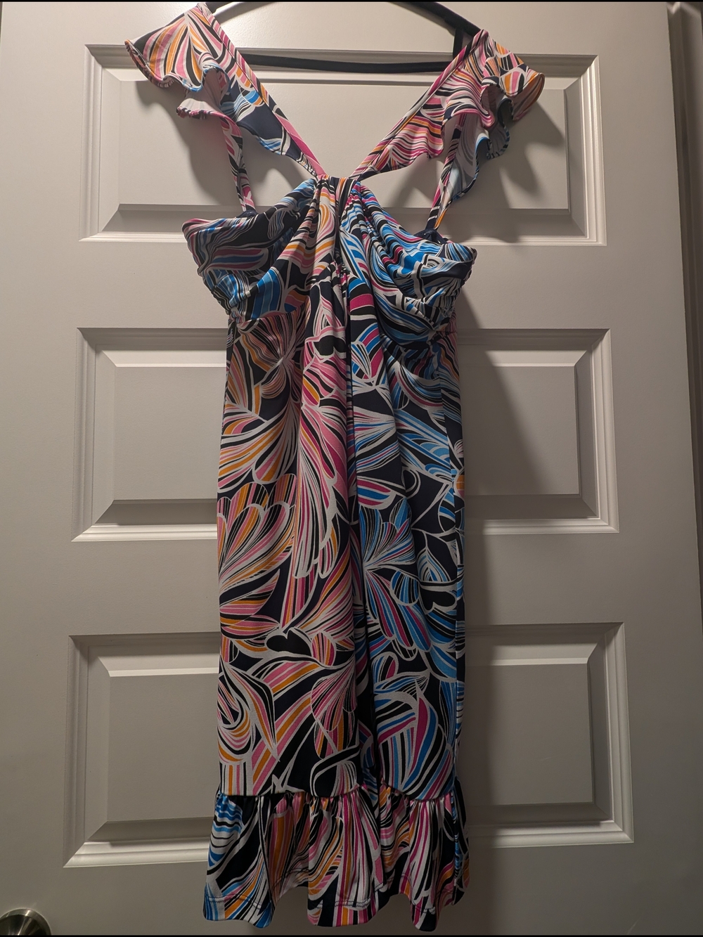 Trina Turk Multicolor Swirl One-Piece Dress Butterfly Straps 10